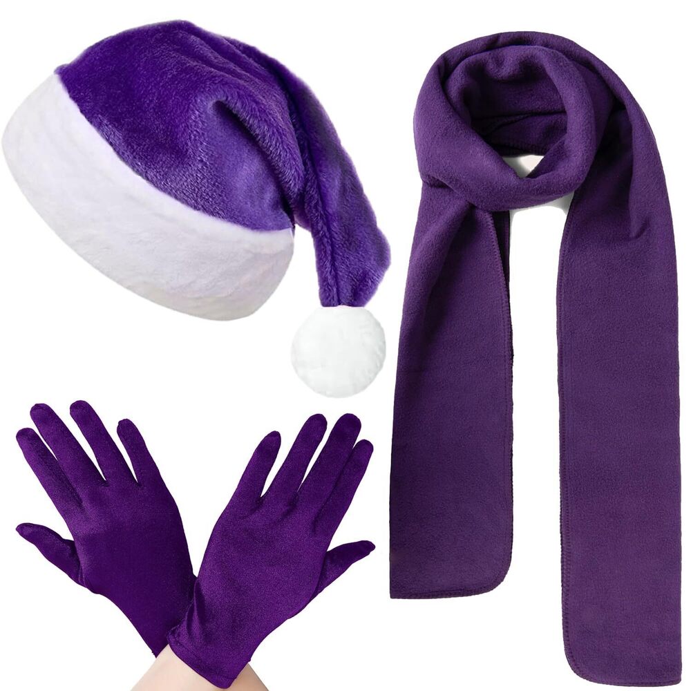 5611 Purple Christmas Plush Santa Hat for Adults, Plush Purple Velvet Xmas